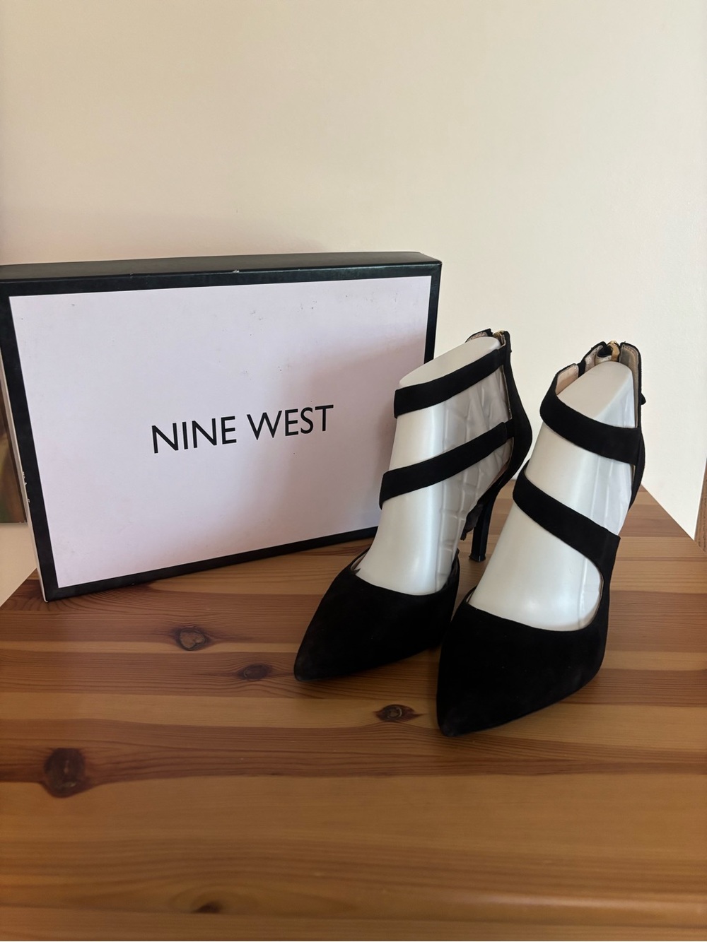 Nine West strappy black heels.